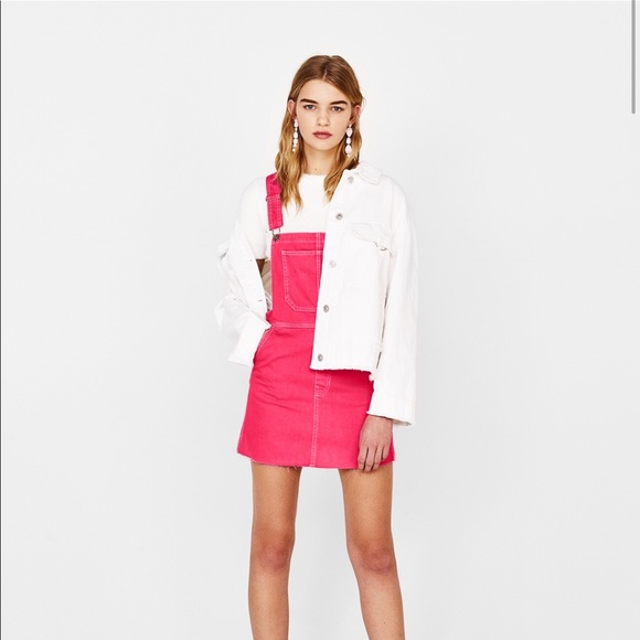 pink denim pinafore